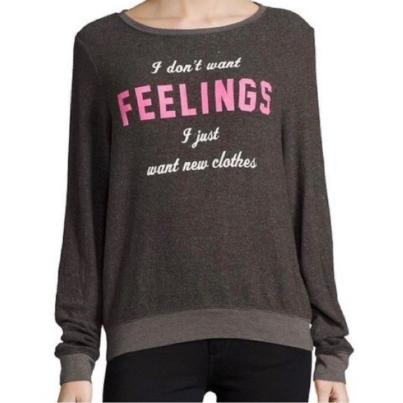 WildFox I Don’t Want Feelings I Just Want New Clothes Baggy Beach Jumper - Picture 1 of 6